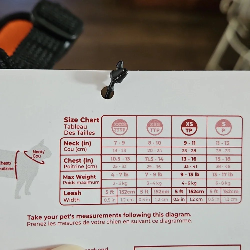 Voyager, Step-In Lock, Harness, Leash, Size XS, Cat, Adjustable, Orange & Black